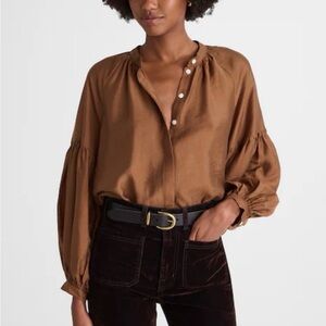 NWOT Madewell Shirred Balloon-Sleeve Top